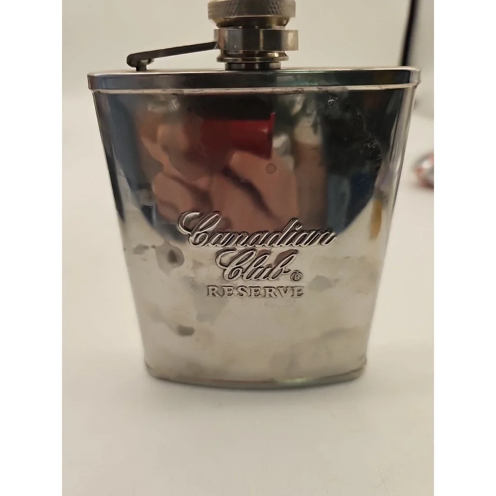 Canadian Club Reserve Flask Stainless‎ Steel Hip Flask Flask Vintage